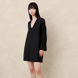 Banana Republic Black Linen Short Dress Large